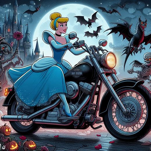 Cinderella on a Harley Davidson Dark Disney