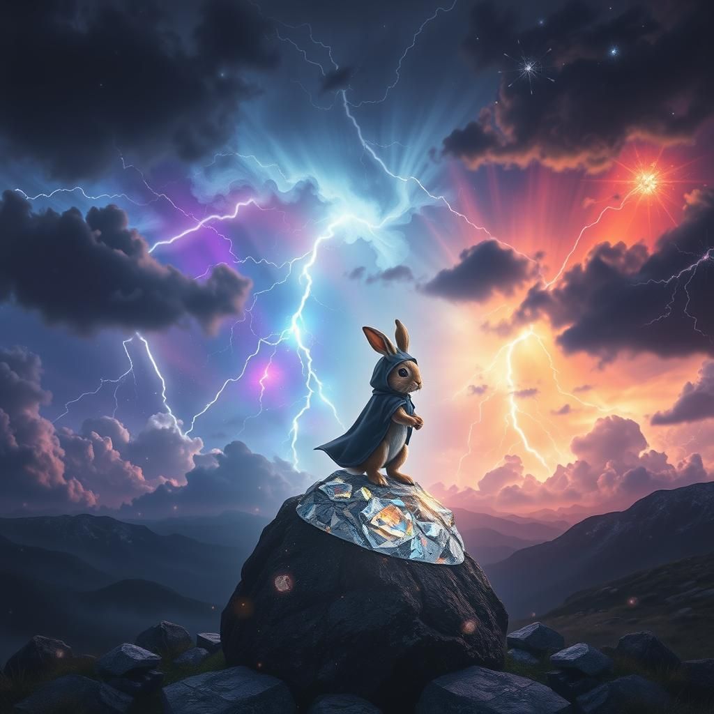 Rabbit in Fantasy World Celestial Storm, Matte Painting