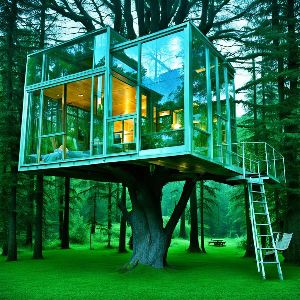 Unusual tree house made of glass  by @Nina Camplin