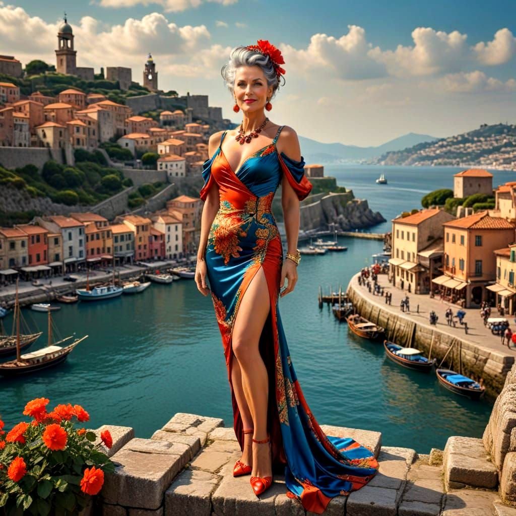 Elegant Lady in Ancient Port City
