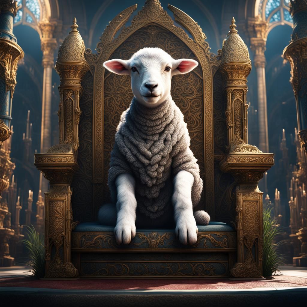 A lamb seated on the throne