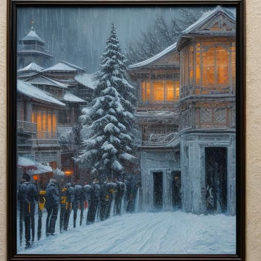 High-Altitude Ski Jump in Expressionist Oil Painting Style