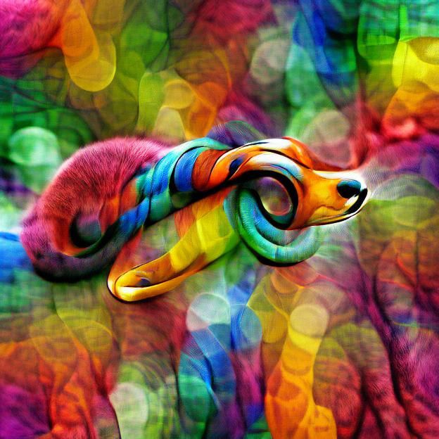 A colorful long animal