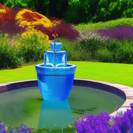Vibrant Birds Bathing in a Spring Flower Fountain