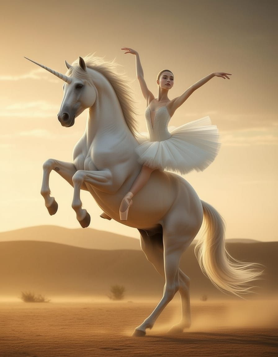 Ballerina Rides a Unicorn 