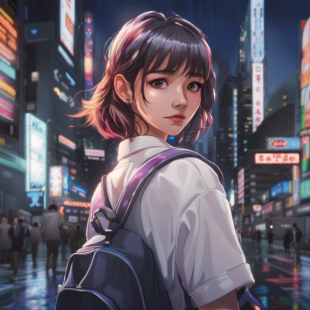 young lady, tokyo streets - AI Generated Artwork - NightCafe Creator