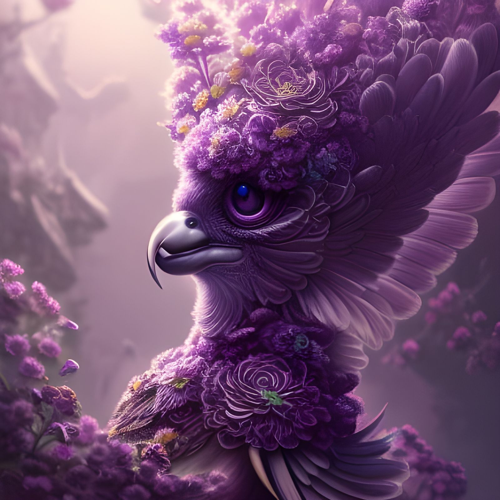 Little purple hippogriff   by @undefined