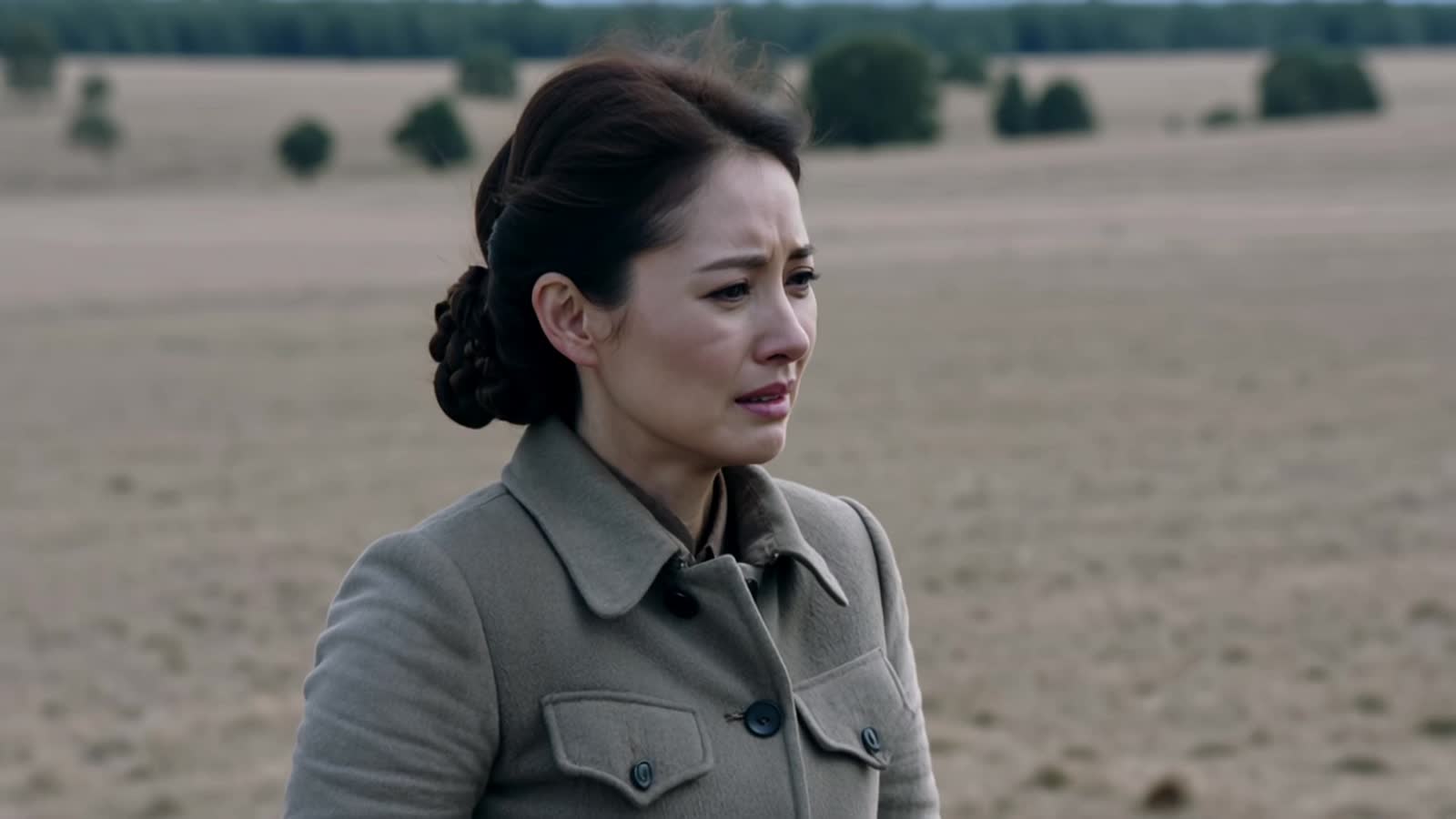 This deeply sad woman is happy to find her horse but hasn’t found her husband. She is scared and fears he is gone foreve...