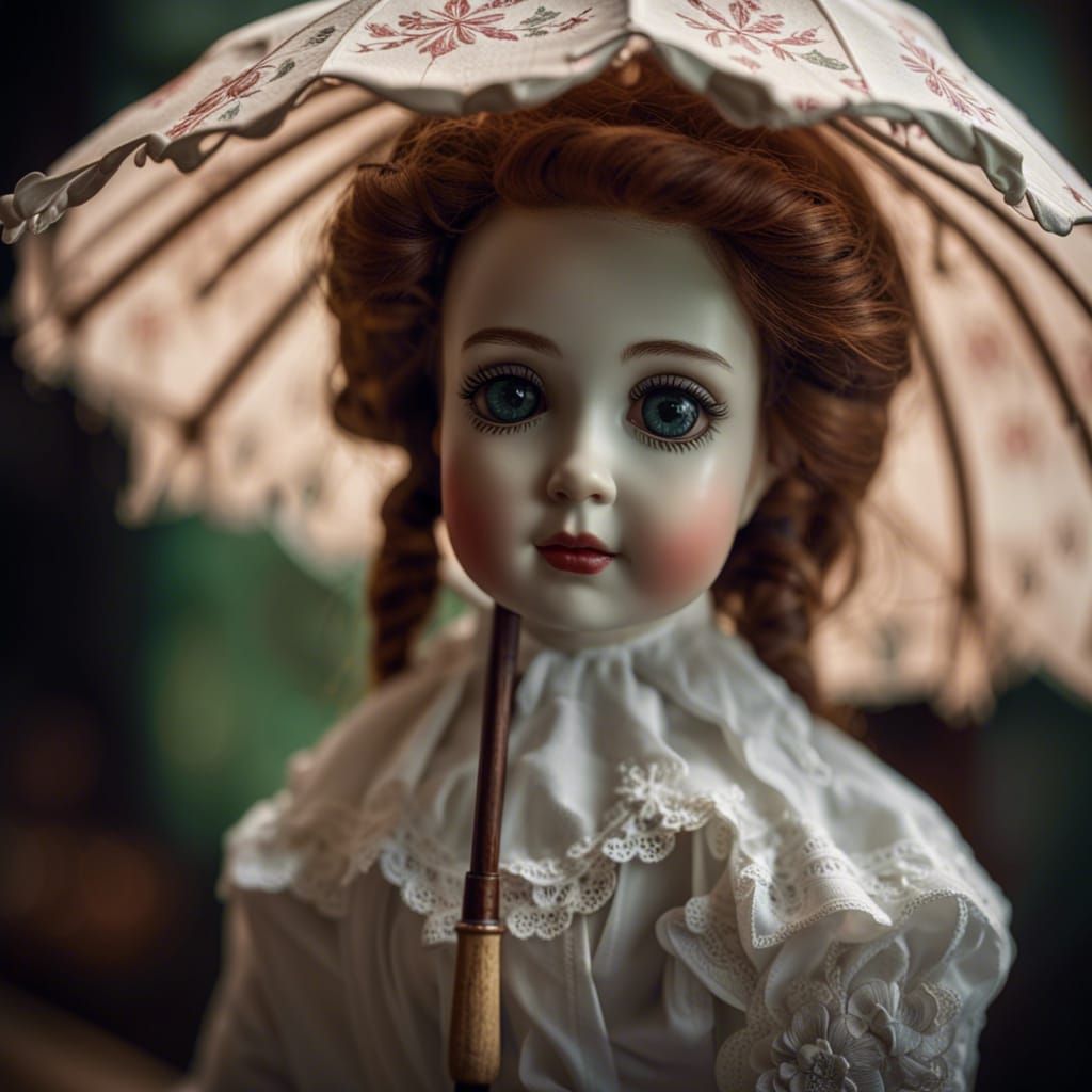 Porcelain doll with her Victorian Umbrella - AI Generated Artwork ...