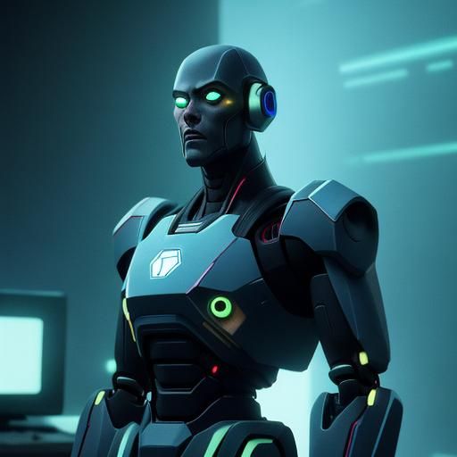 Cyberpunk robot assistant