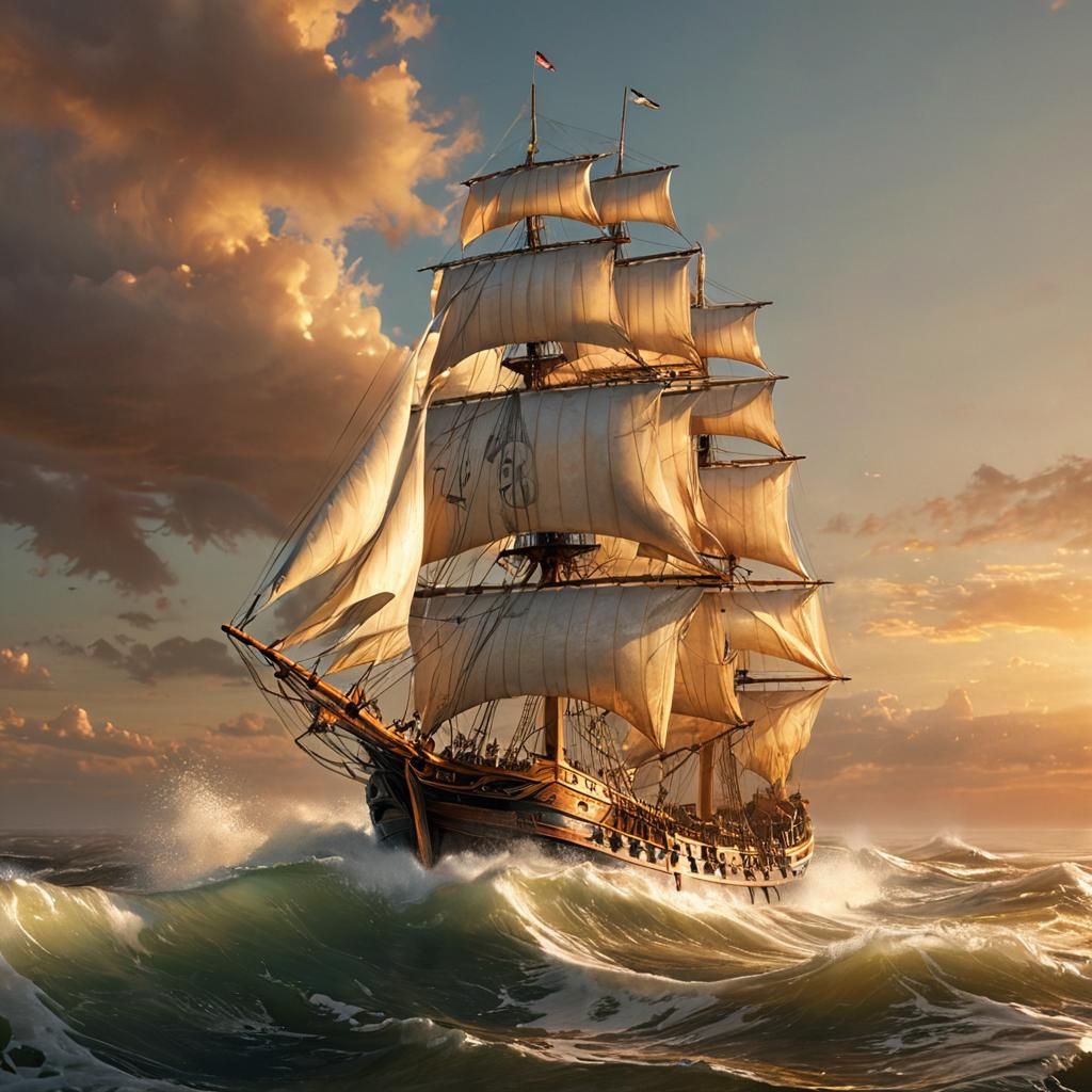 A majestic sailing boat in the sea  by @NxnsxgnorsDxmon