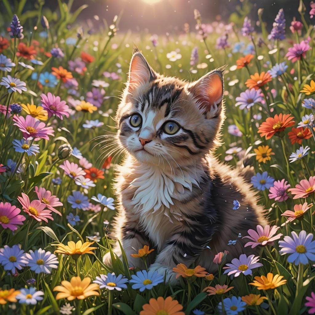 Meadow (Random Kittens) - AI Generated Artwork - NightCafe Creator