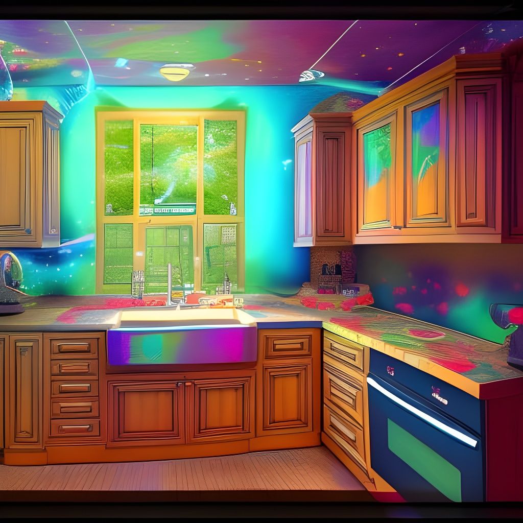 Cosmic Kitchen Counter and AI Generated Artwork NightCafe