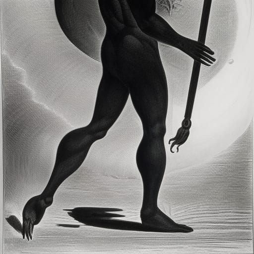 Portrait sketch of a living shadow, pure black, silhouette, ...