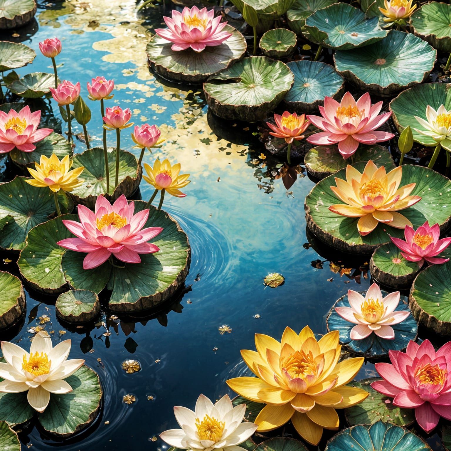 LOTUS flowers kintsugi mosaic design   by @Peregrine Falconer