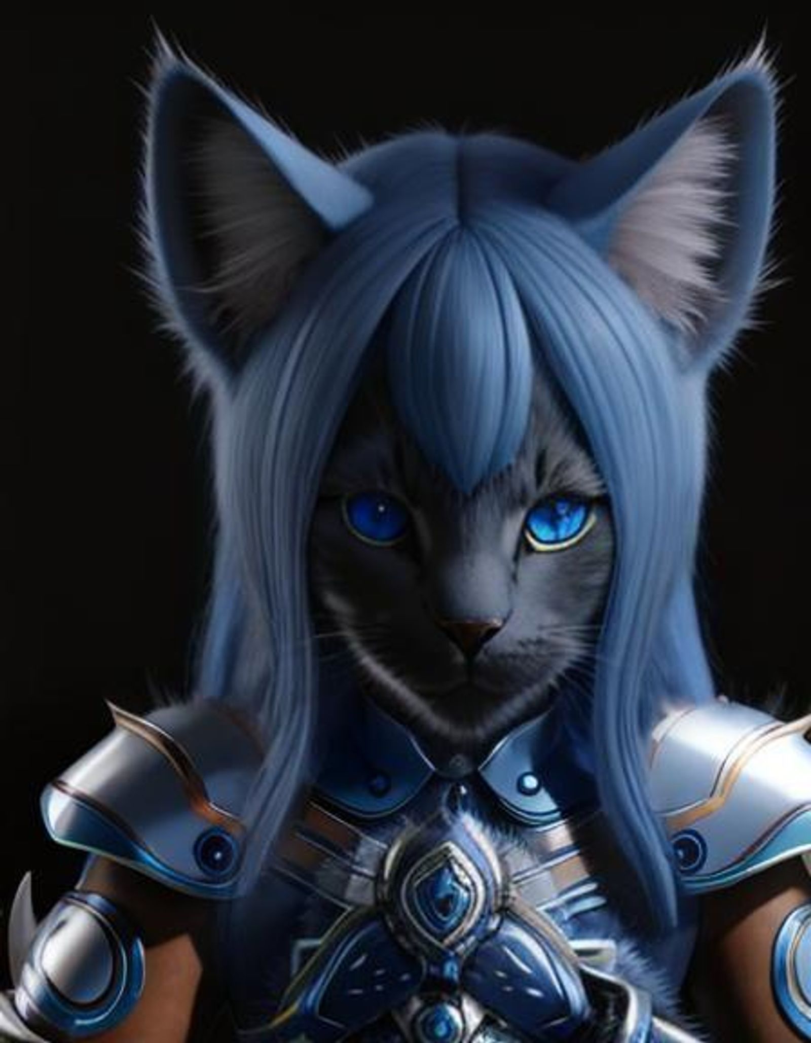 A Teenage Male nekojin (anthropomorphic male Human/Feline) with Blue ...