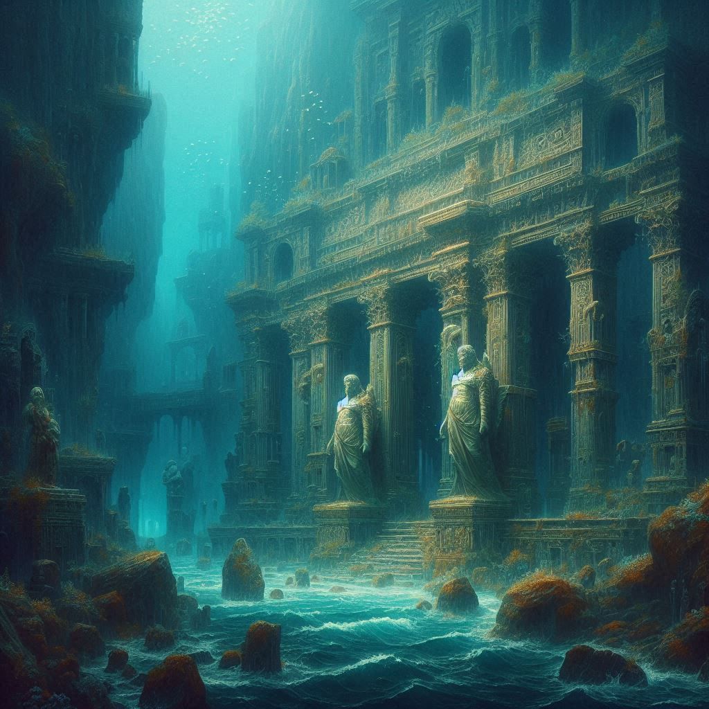 Ruins Palace of Atlantic under the deep water