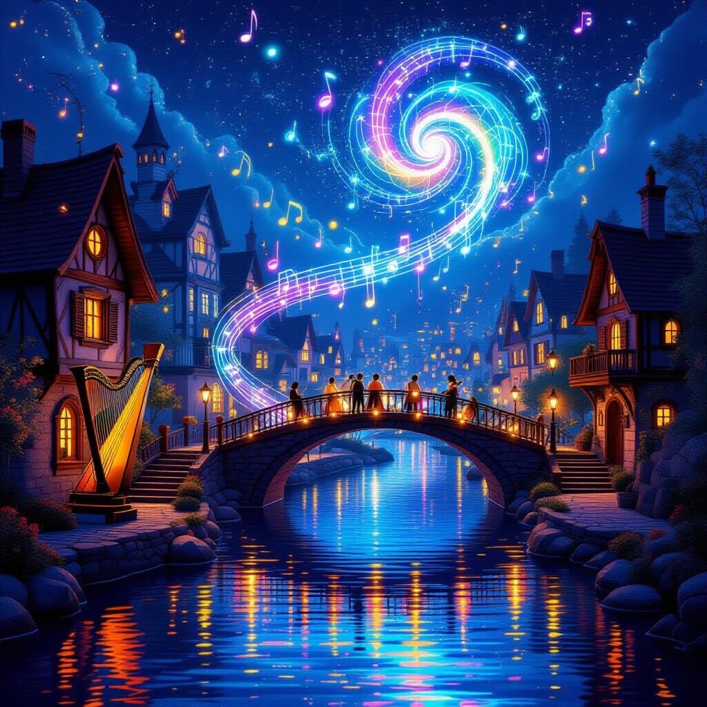 The city of water is completely immersed in a magical symphony. Houses made of harps, pianos, and bells ...  by @ Yuriy 