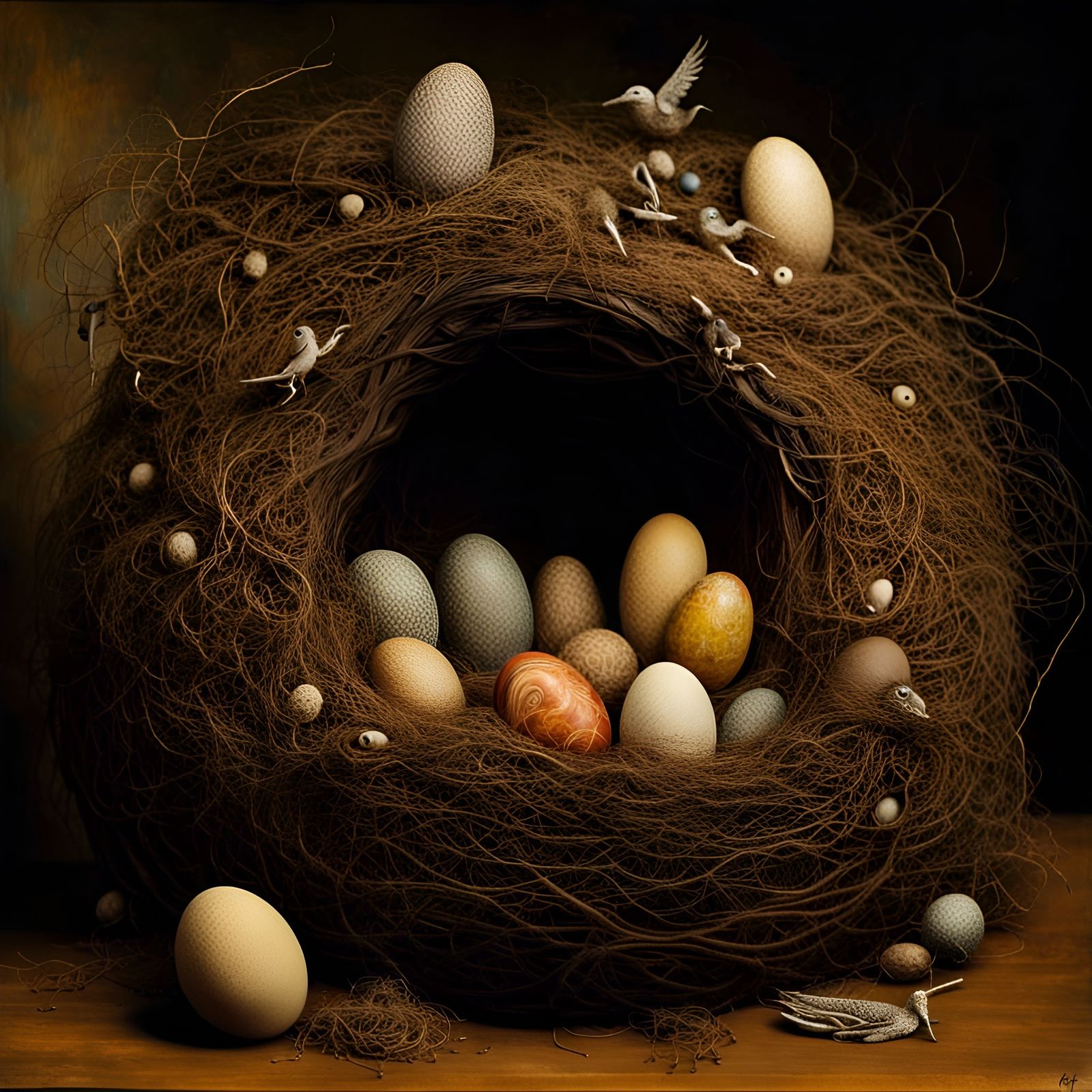 Nest made of Human Hair (in the style of surrealist Canadian artist Mimi Parent, born on this day, September ...  by @madalina