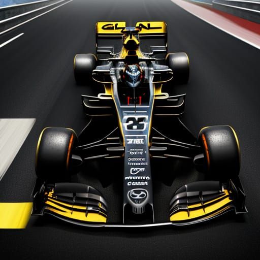 Vibrant McLaren F1 Car Racing in Neon-Lit Golden Hour