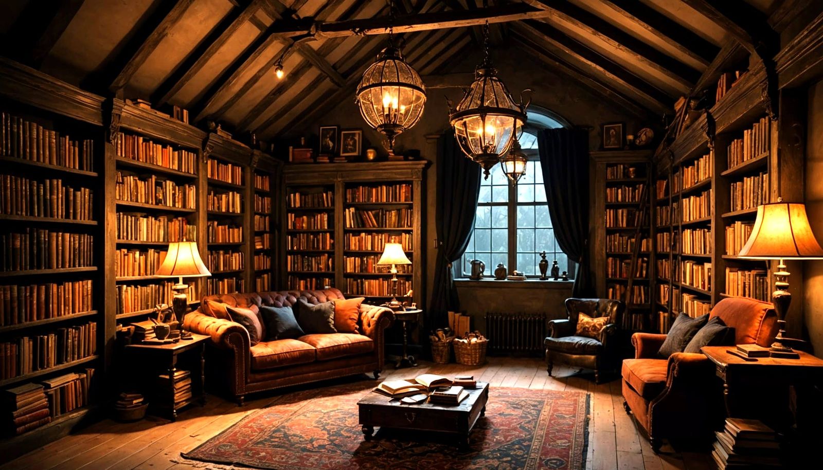 A cozy attic reading room  by @Carlos
