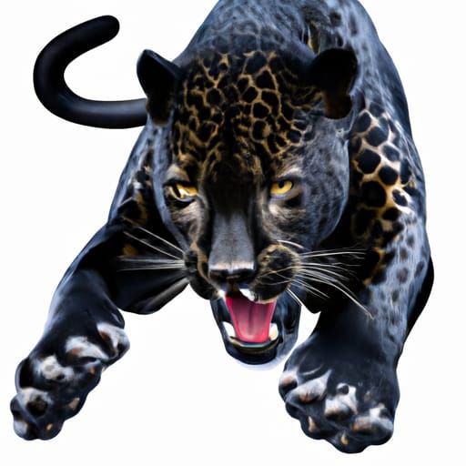 Black jaguar attacking AI Generated Artwork NightCafe Creator