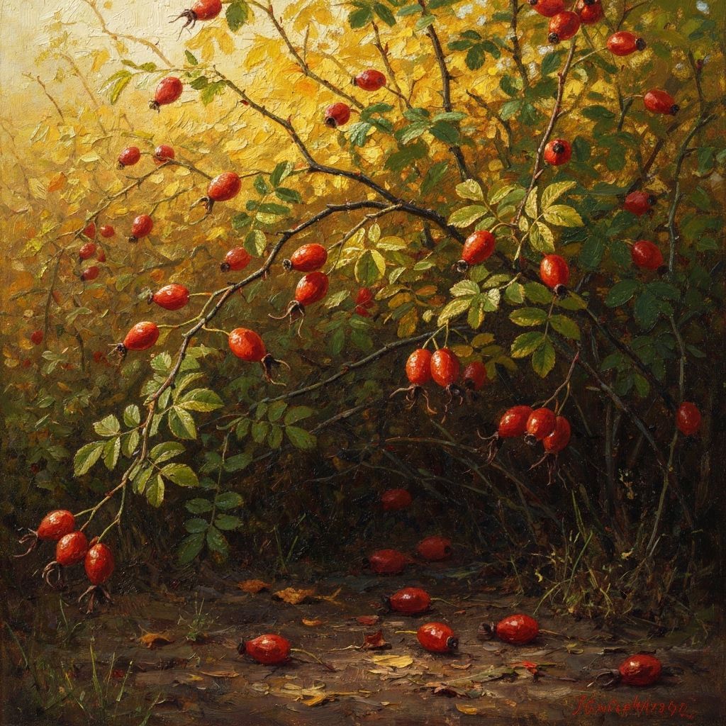 autumn still life, rosehip bush  by @Mila K