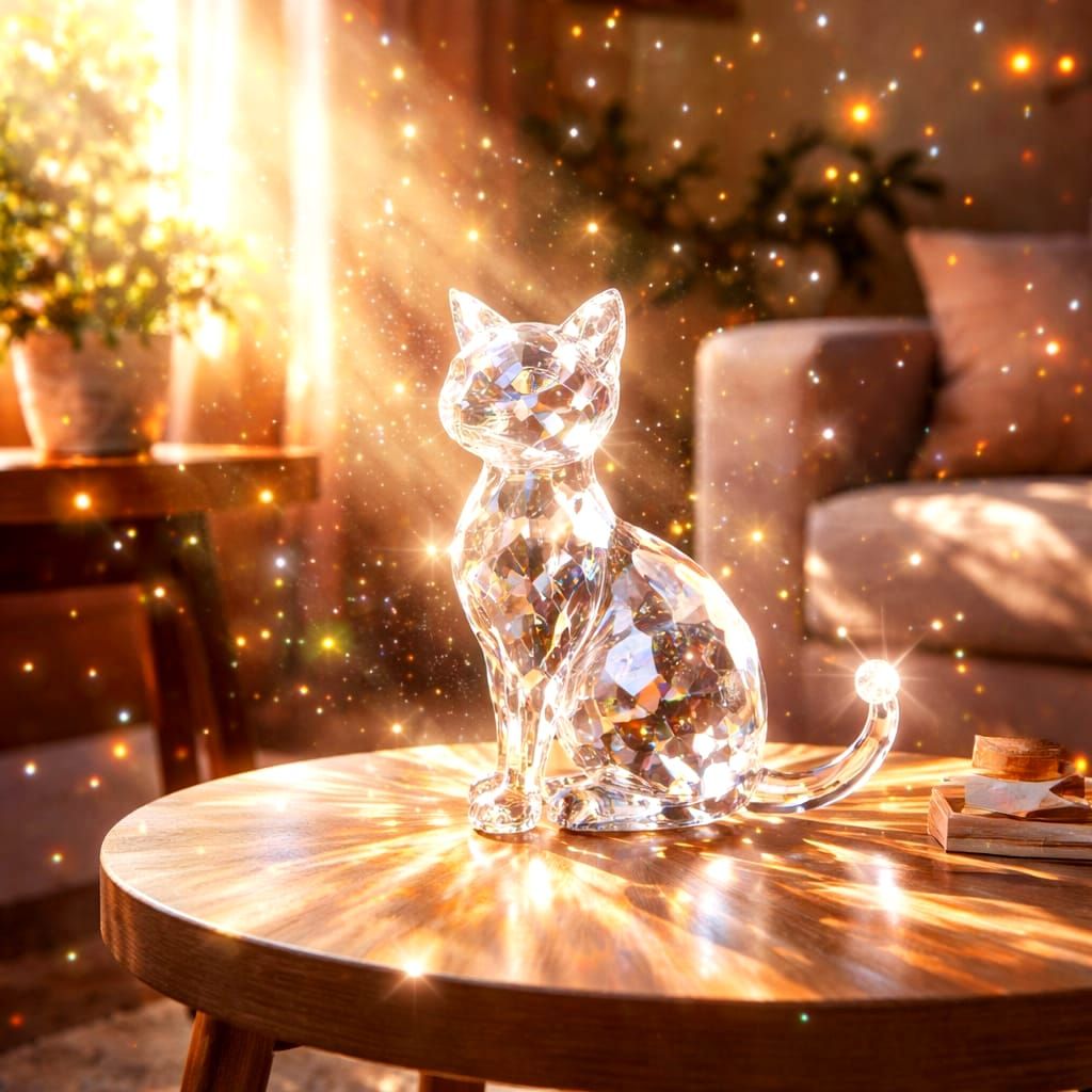 Light reflections on a diamond cat.  by @Ylona