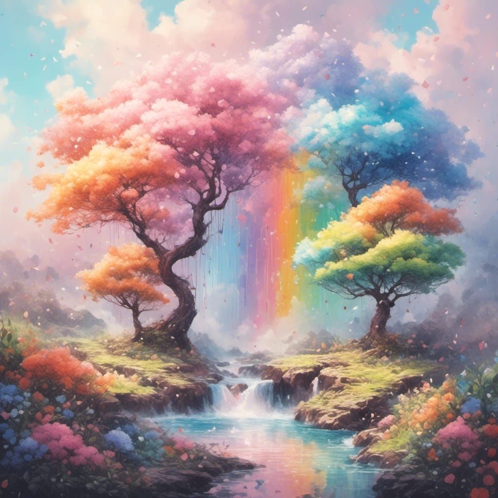 Beautiful rainbow pastel landscape <lora:Pastels:1.0>