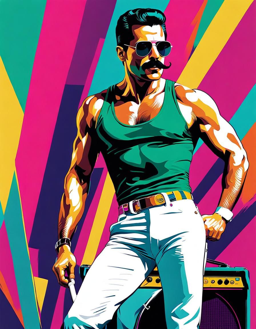 Freddie Mercury, handsome, mustache, sunglasses, hairy chest, shirtless ...