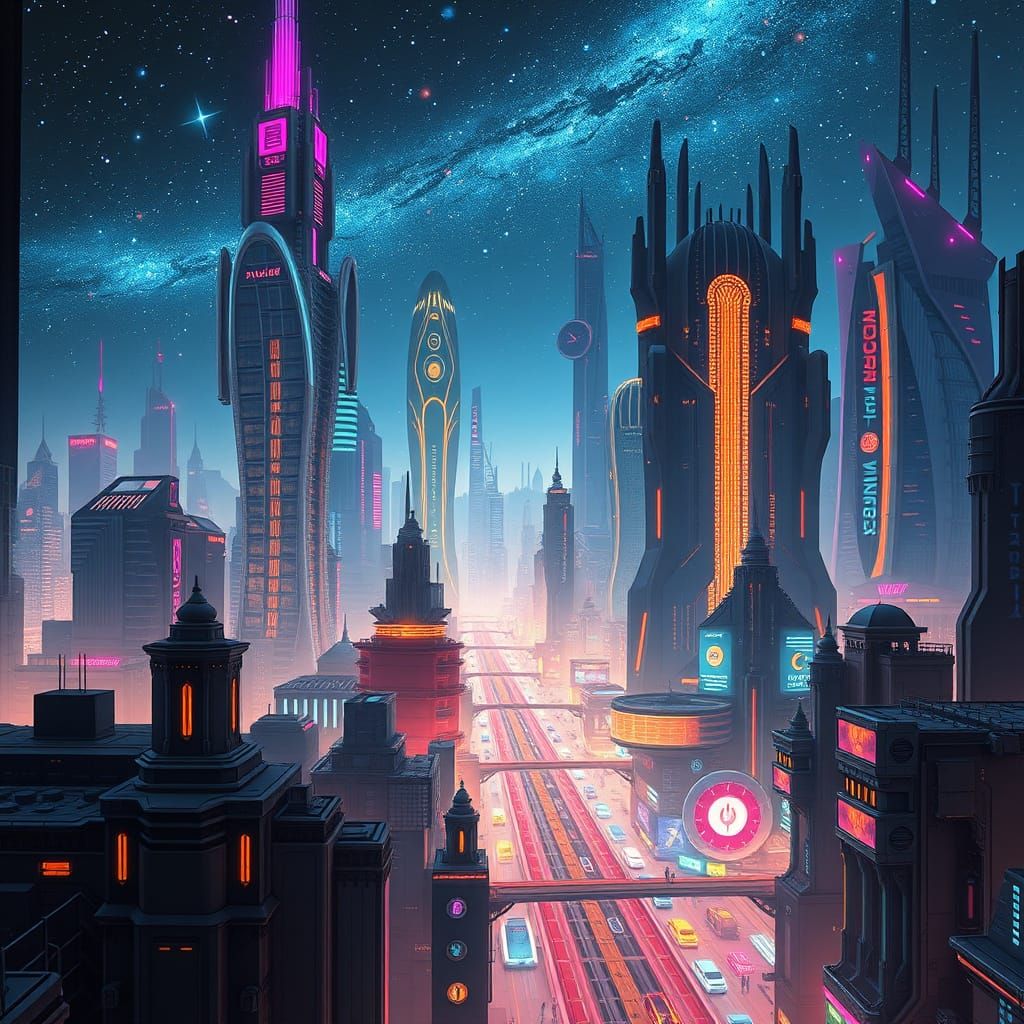 Futuristic Cityscape at Dusk