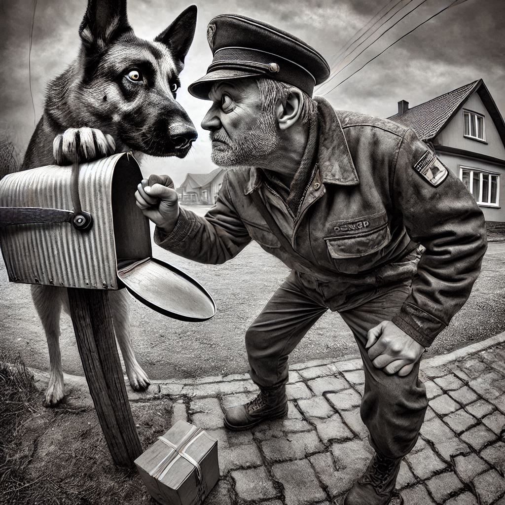 Portrait of a worker - the postman didn't become friend with this dog.