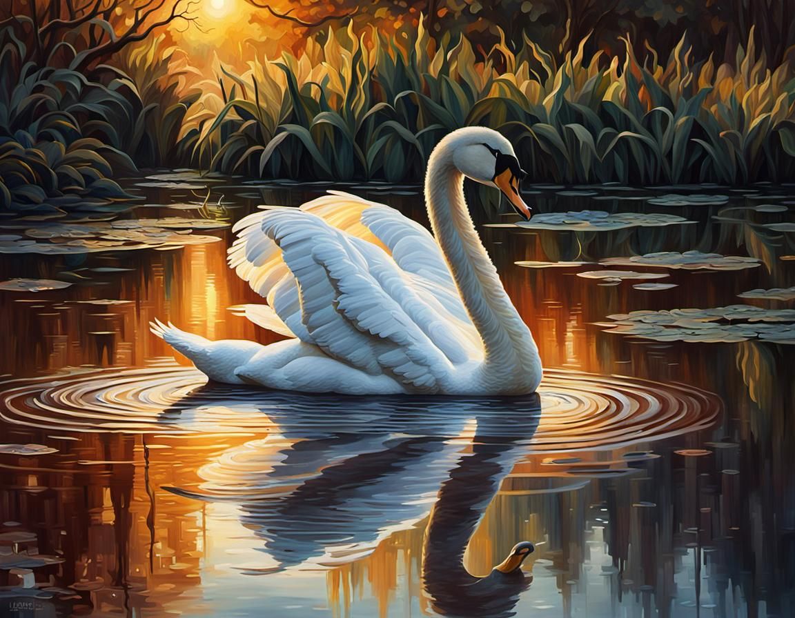 swan in the early morning light  by @Sebastian