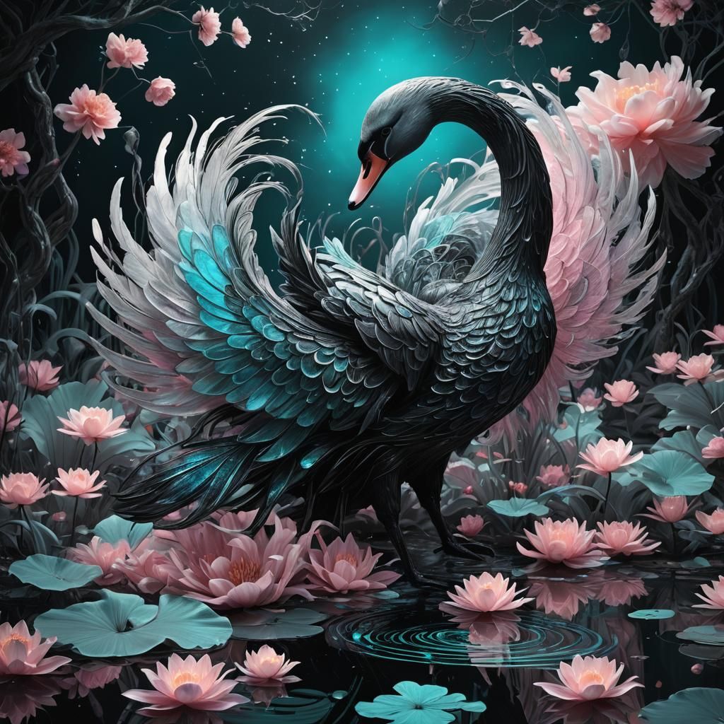 Swan in a lake  by @BL