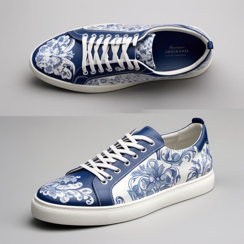Sneakers with patterns reminiscent of Tournai porcelain - AI Generated ...
