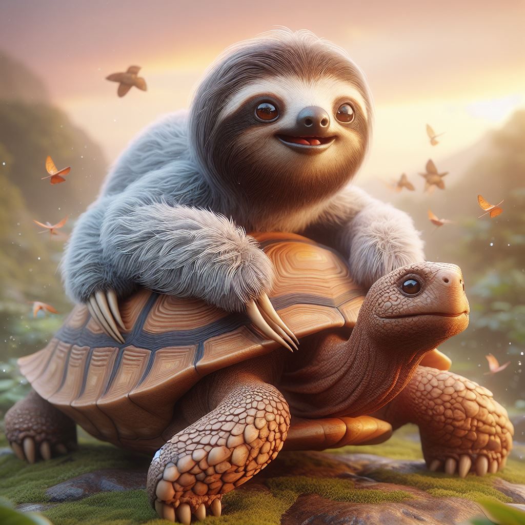 Sloth and tortoise friends