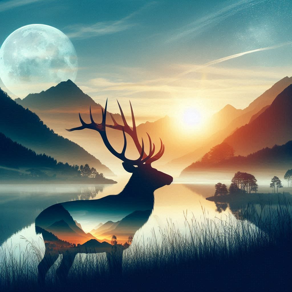 double exposure beautiful fantasy DALL-E 3 portrait landscape..