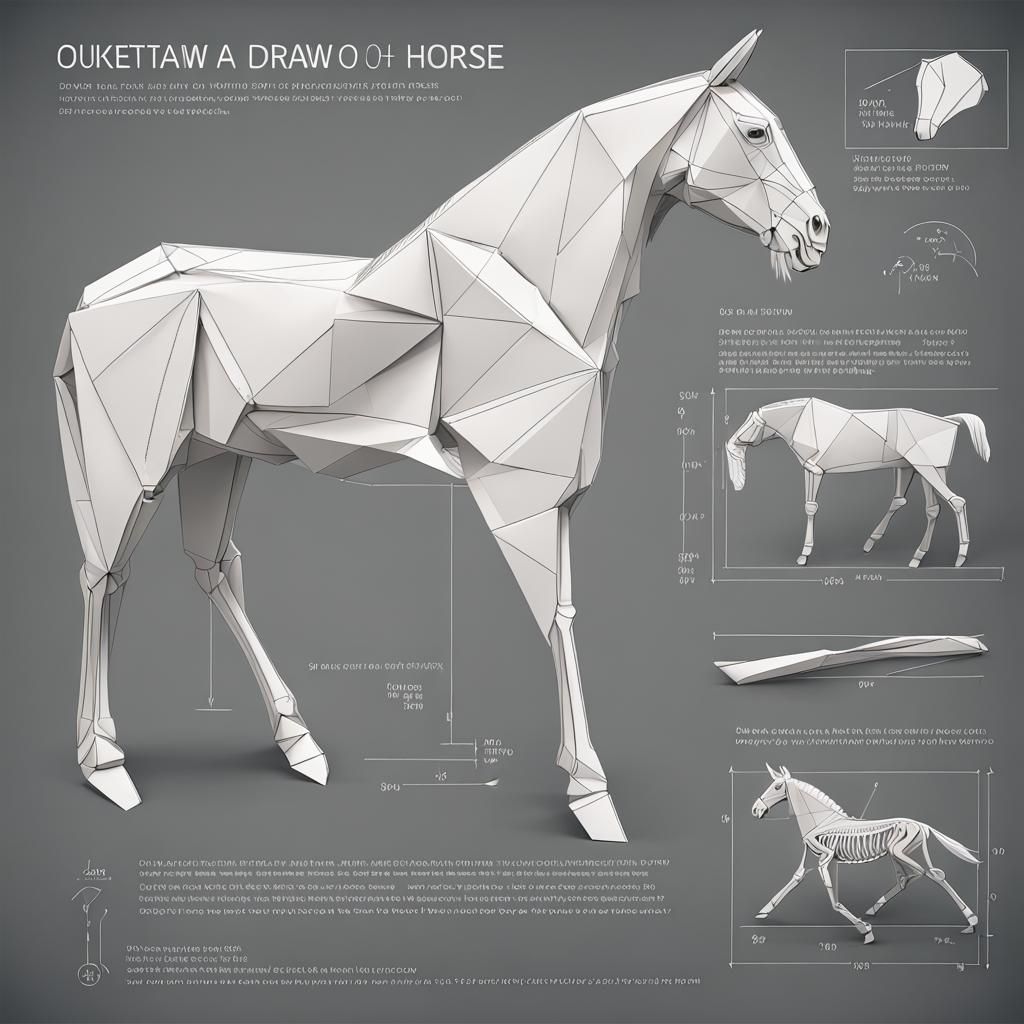 Instructions and diagrams for how to draw a horse, from skel...