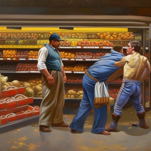 wrestling at the grocery store