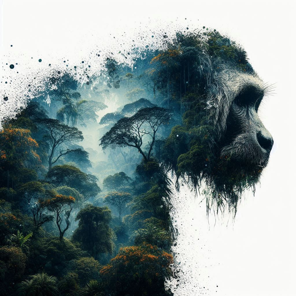 double exposure beautiful fantasy DALL-E 3 portrait landscape..