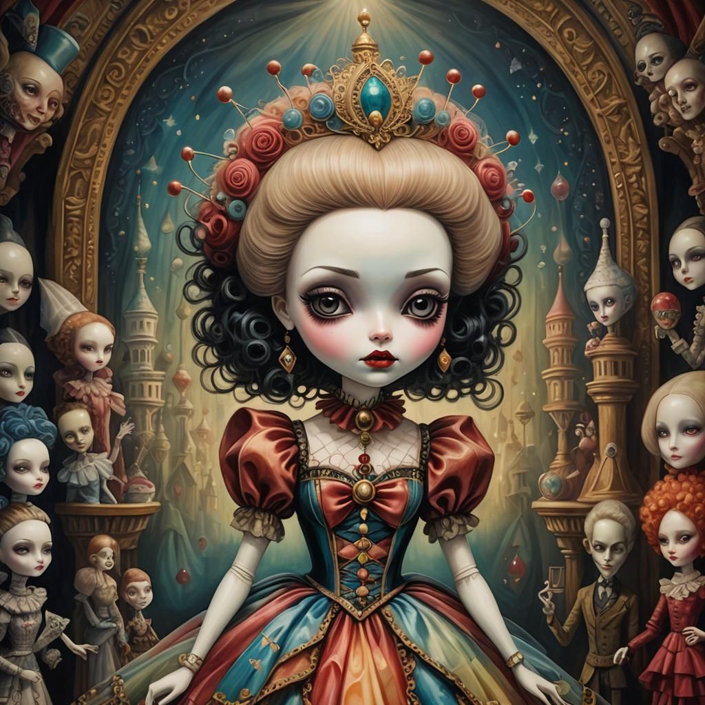 a close up of a doll in a theater, a picture, inspired by Ma...