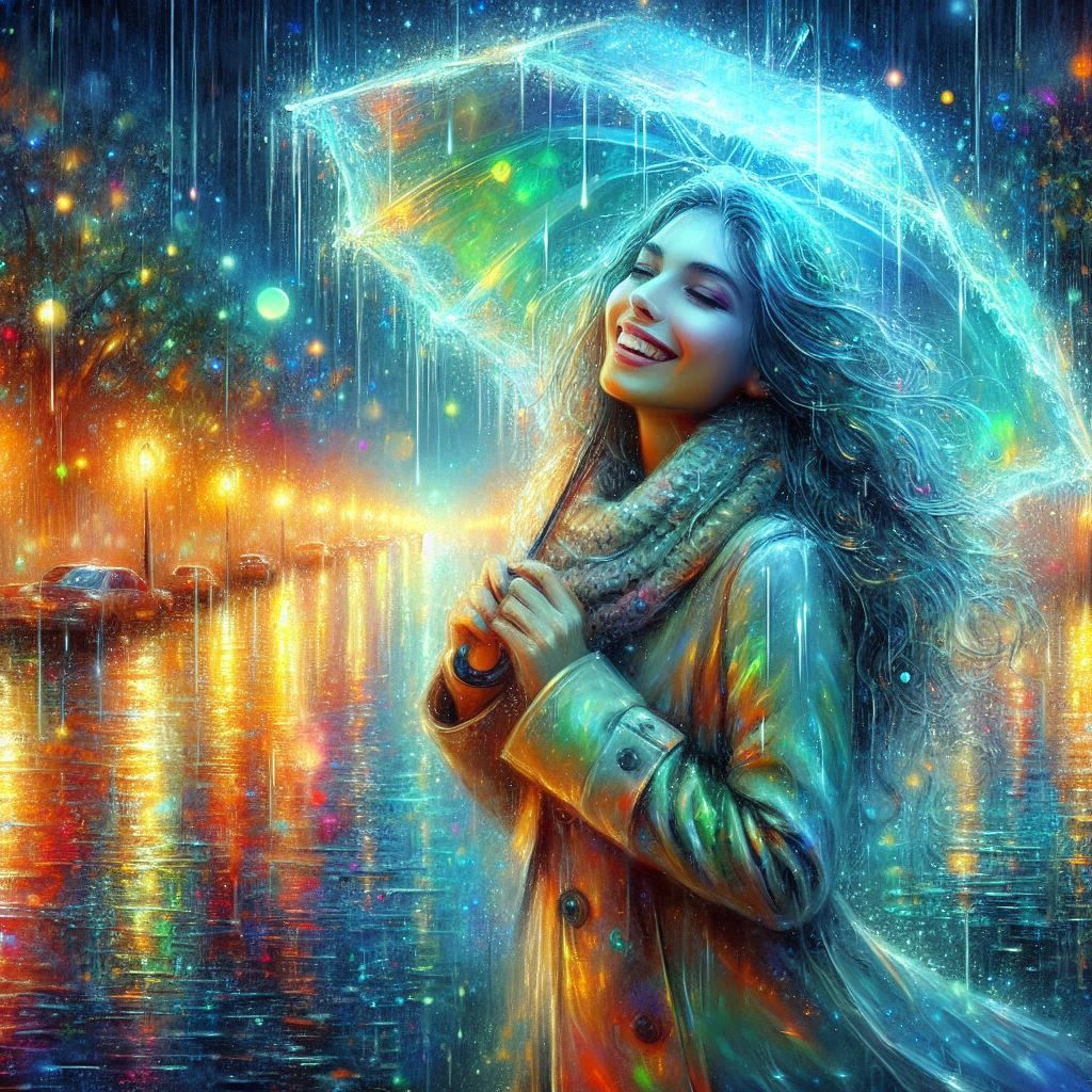 Portrait of a woman in the rain