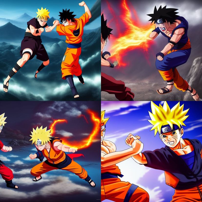 Naruto fighting Goku - AI Generated Artwork - NightCafe Creator