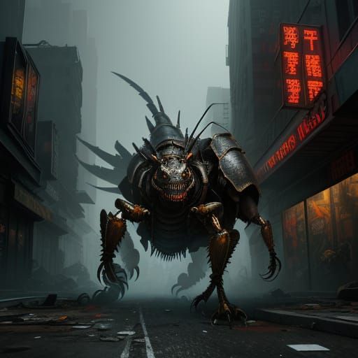 Man Races Giant Cockroach Through Gritty City