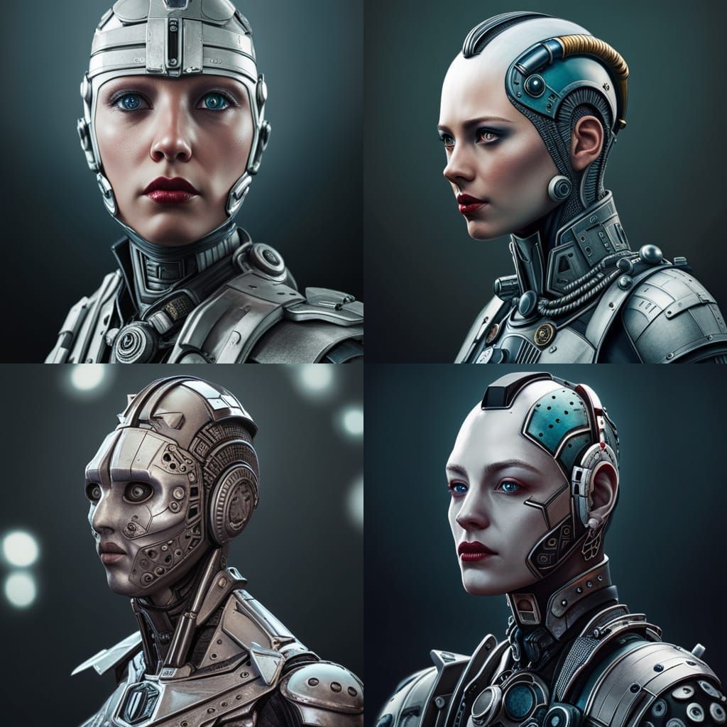 photo portrait of an intricate porcelain android [grunge][cyberpunk ...