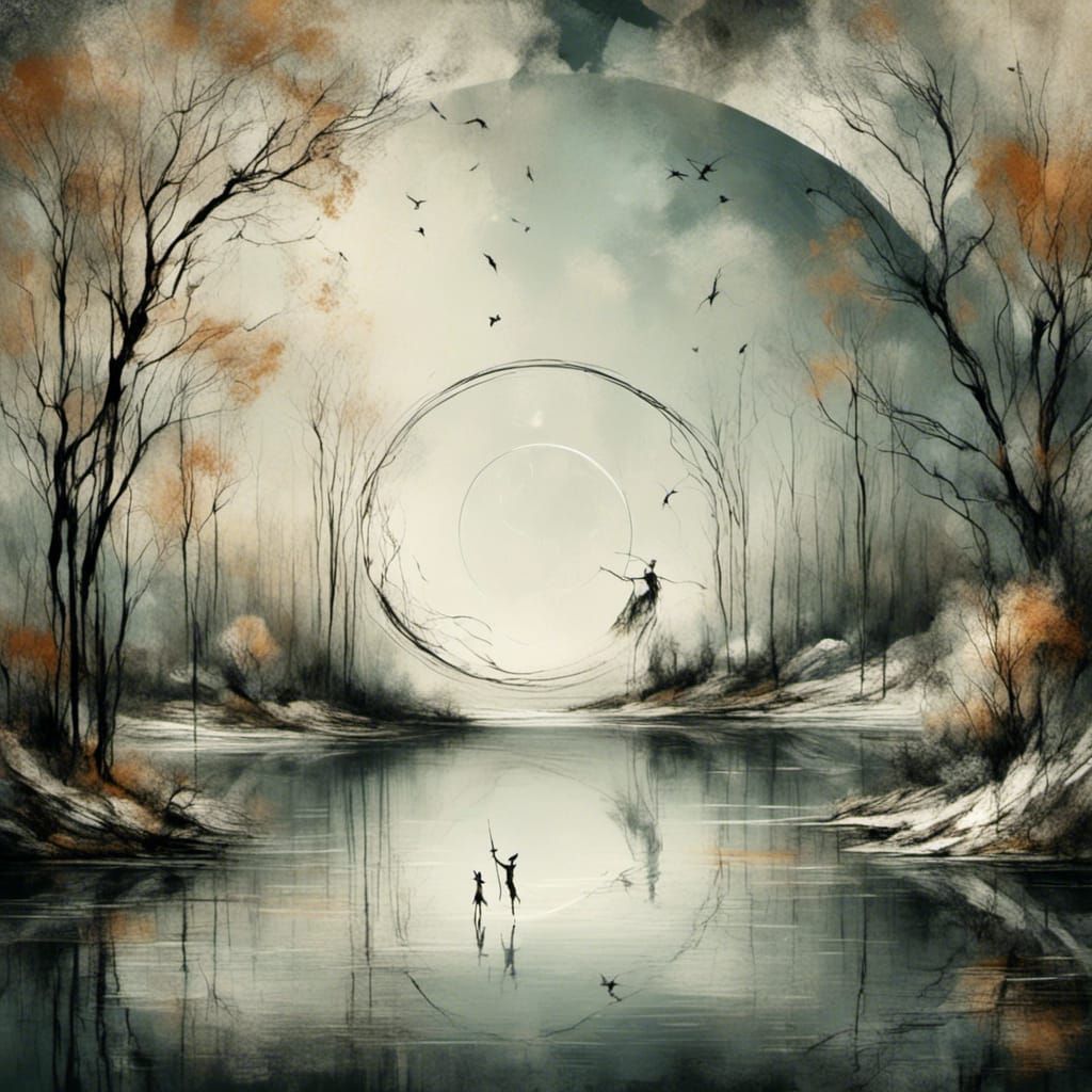 <lora:Marble:1.0> Magical lake with fairies dancing above th...