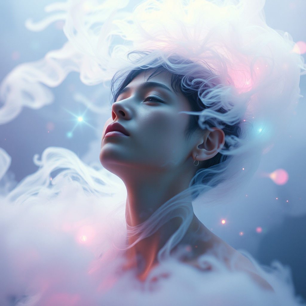 Ethereal Dreamscape: Person in Swirling Lights