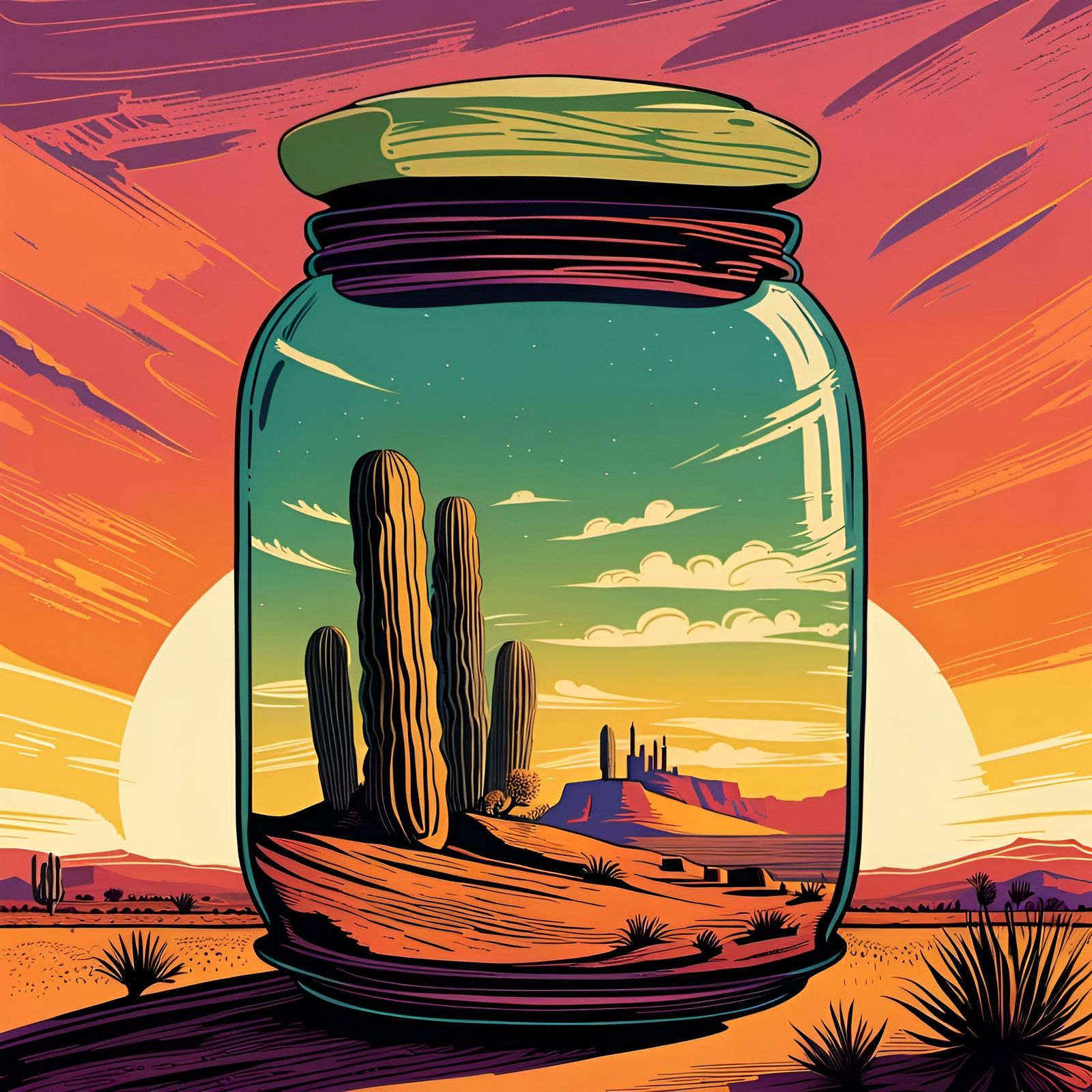 Desert Sunset Jar