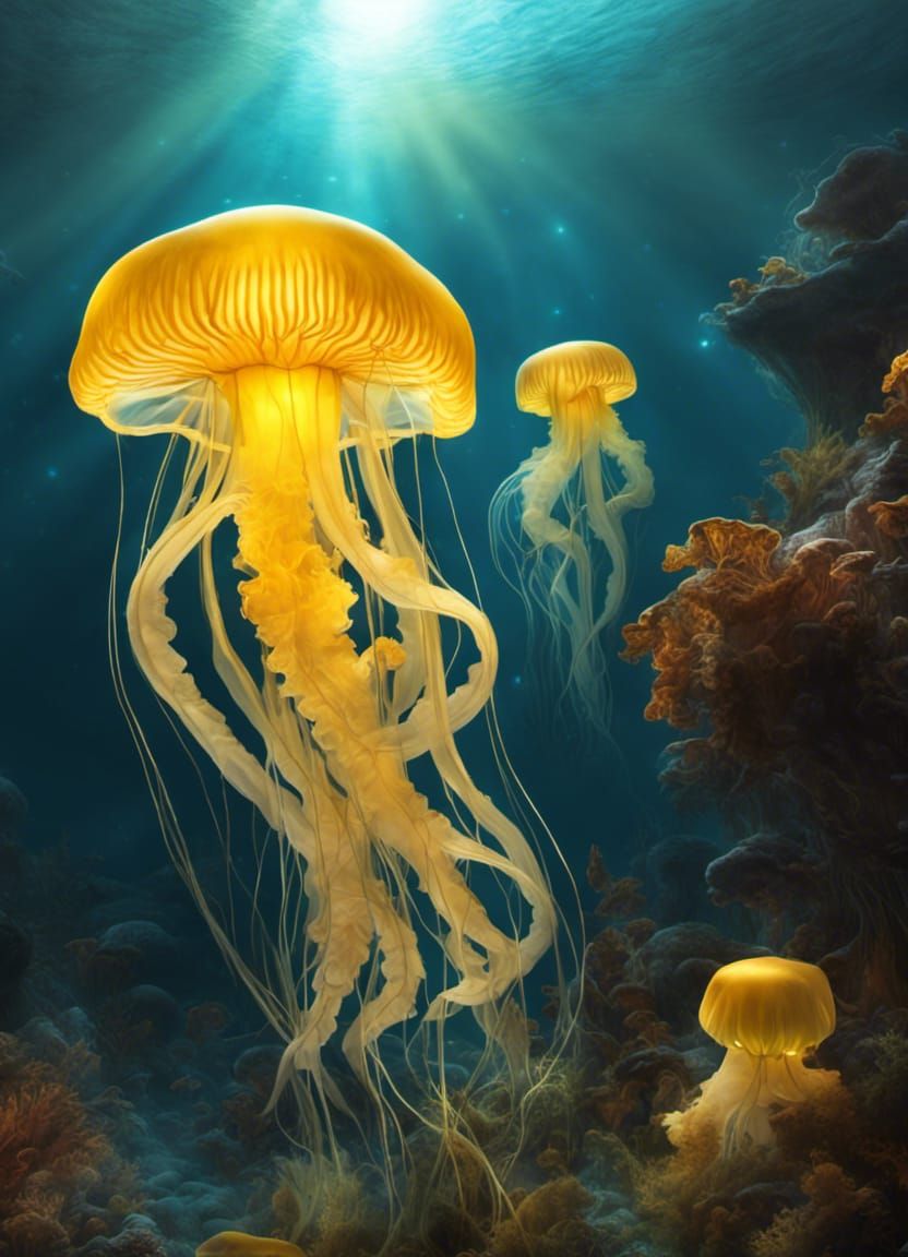 Chanterelle Mushroom Jellyfish - AI Generated Artwork - NightCafe Creator