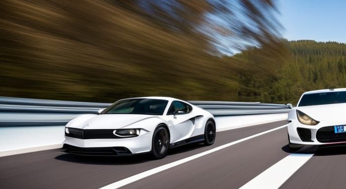 Epic car chase. Two cars on the Autobahn   by @That cinema teacher